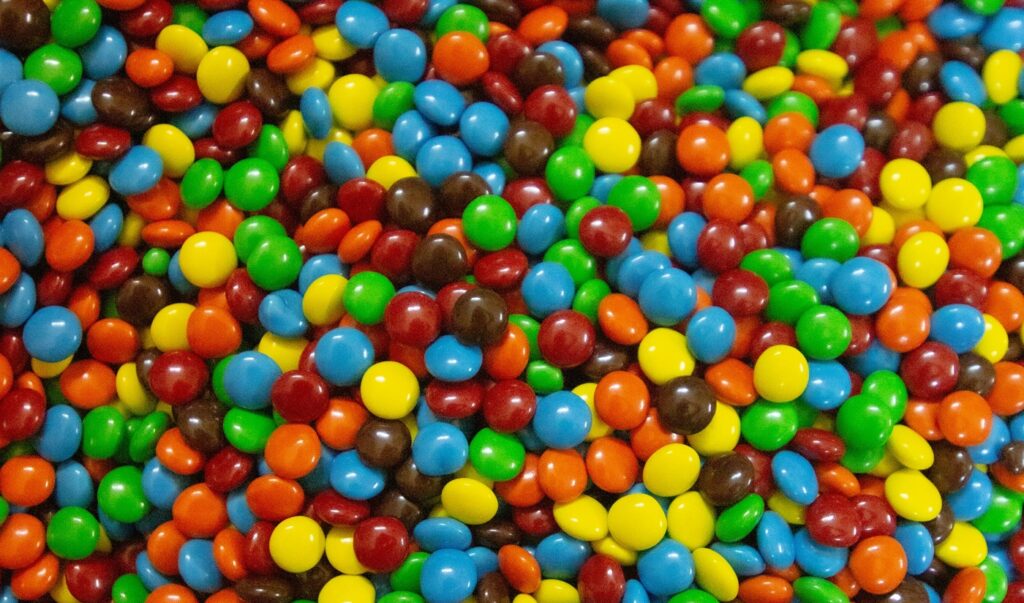 pile of M&M candies